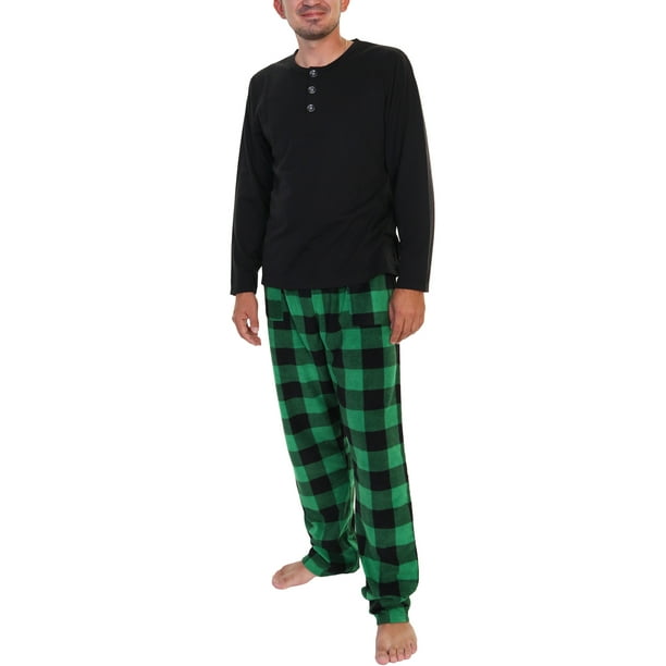 Mens Pajamas 100% Cotton Ultra Cozy Long Sleeve Top Pants Pajama Sets Breathable 
